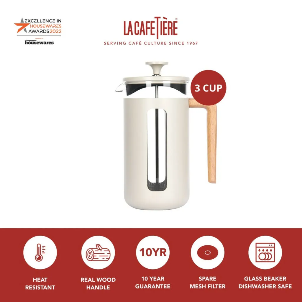 CAFETERA ÉMBOLO 3 TAZAS LATTE WOOD «LA CAFETIERE» - Imagen 6