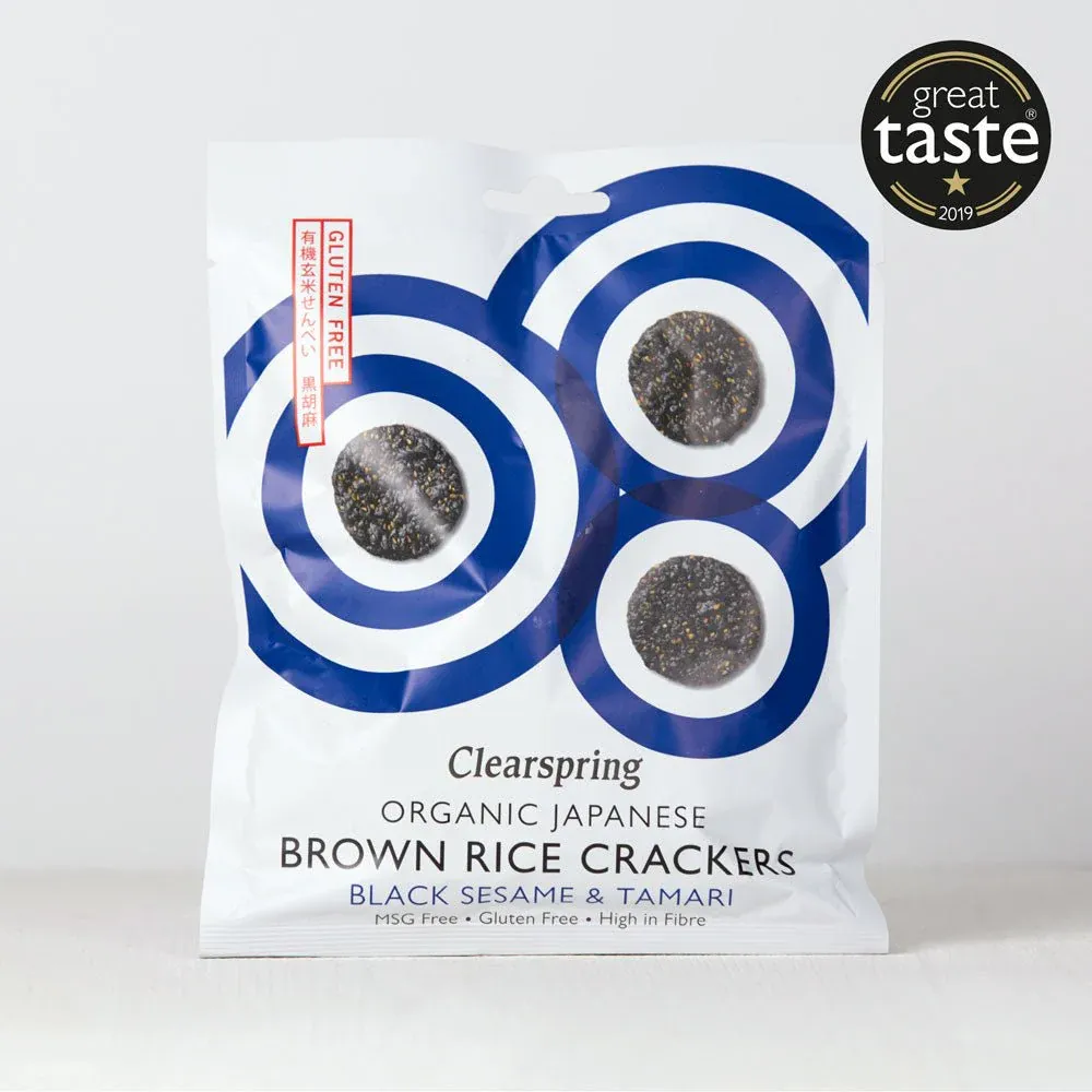 Galletas de arroz integral japonesas orgánicas – Sésamo negro y tamari «Clearspring» - Imagen 2