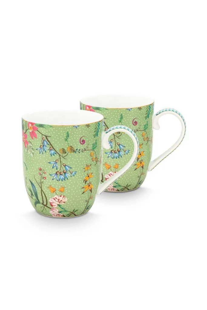 SET 2 TAZAS SMALL 145 ML. JOLIE FLOWERS GREEN «PIP STUDIO»