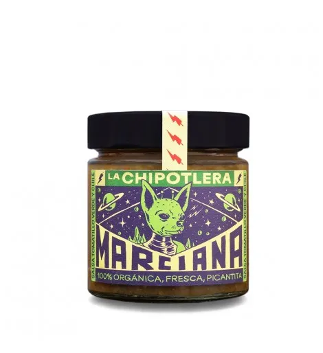 SALSA MARCIANA. SALSA DE TOMATE VERDE Y CHILE BIO 190 G «LA CHIPOTLERA»