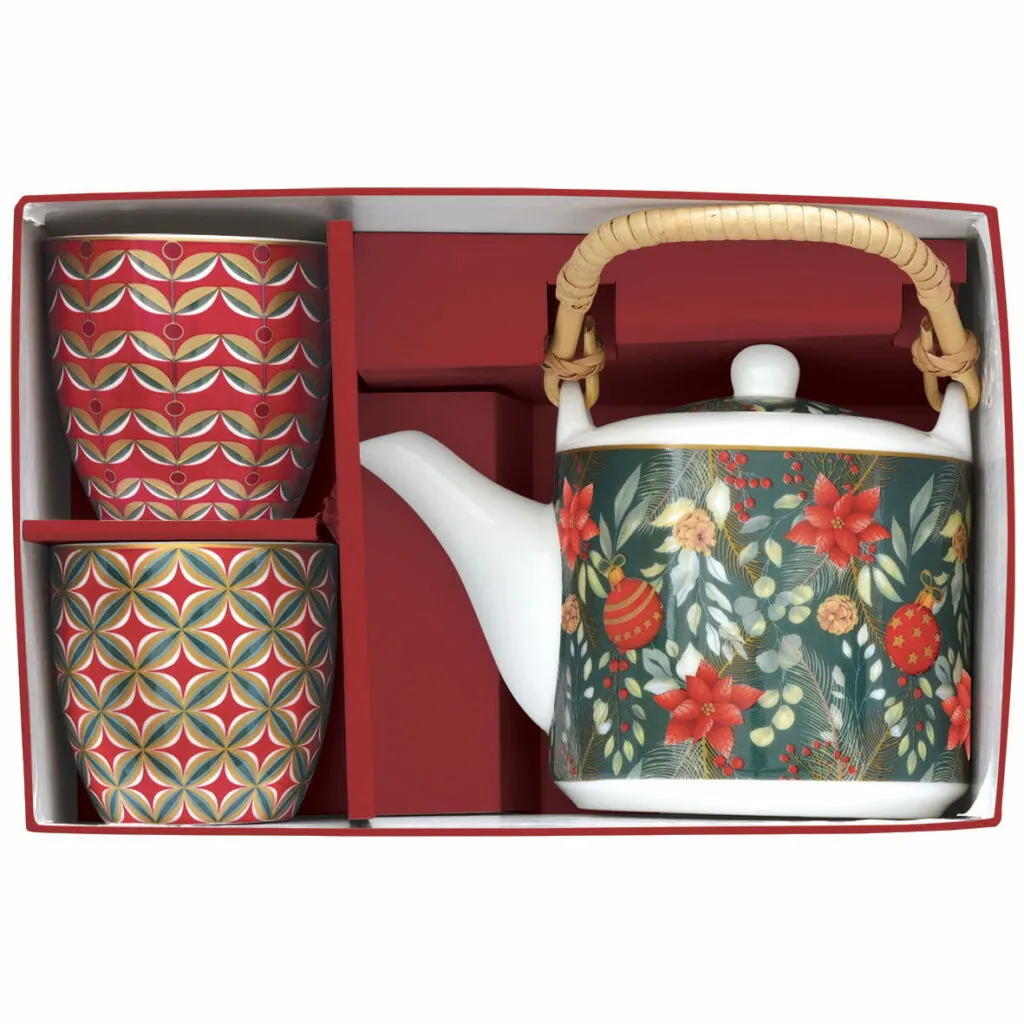 Juego tetera con asa de bambú y dos tazas Easy Life «Christmas Joy» - Imagen 3