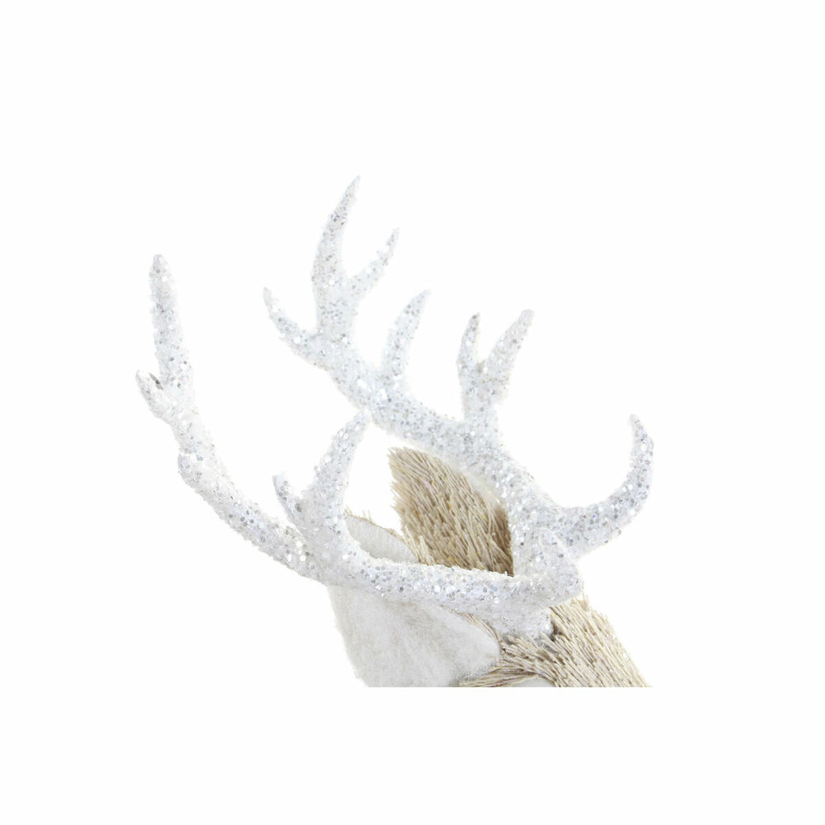 Adorno Navideño DKD Home Decor Beige Poliéster Blanco Poliestireno Reno (9 x 24 x 33 cm) - Imagen 4