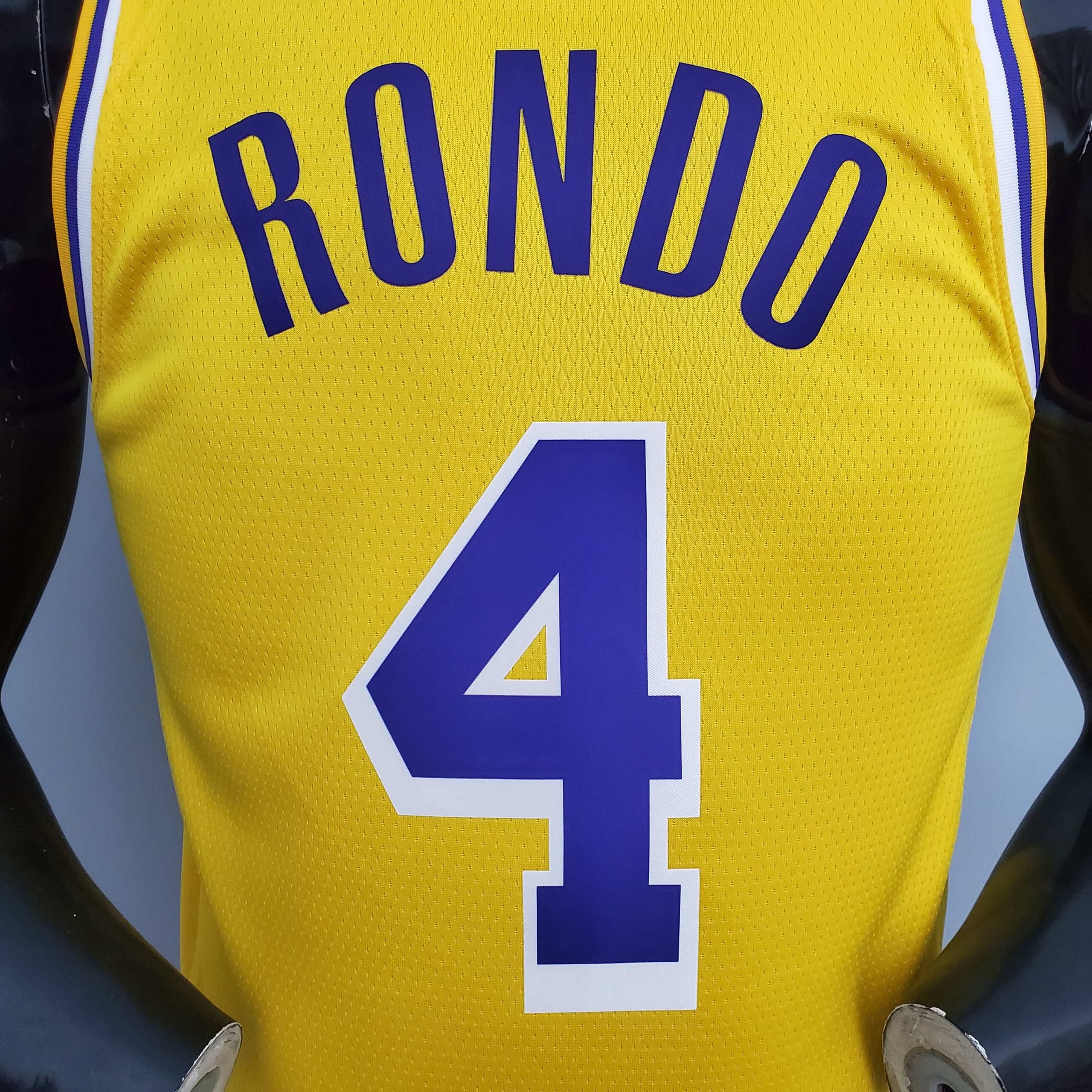 Camiseta Los Angeles Lakers Rondo #4 Edition Round Neck Yellow - Imagen 3