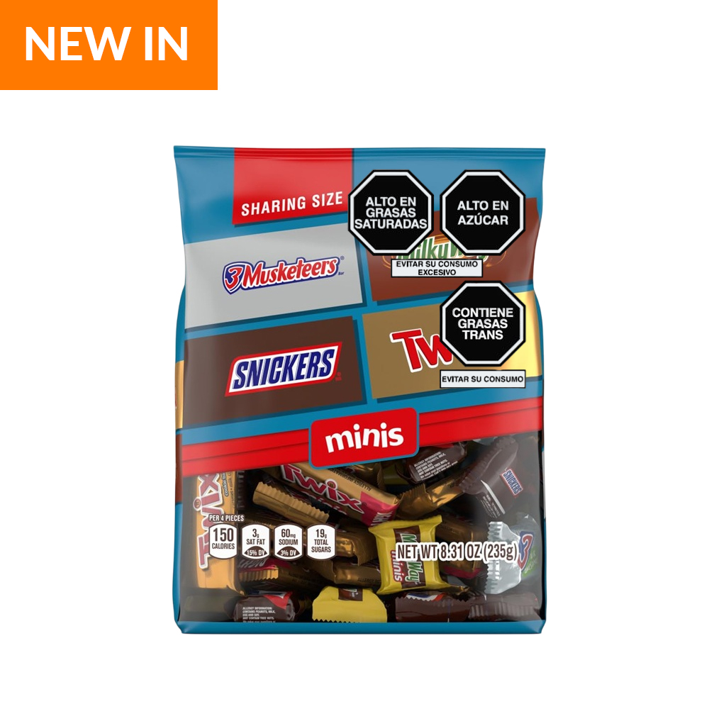 Bolsa Chocolates Minis Snickers MilkyWay Twix 3Musketeers Bolsa x 235 g