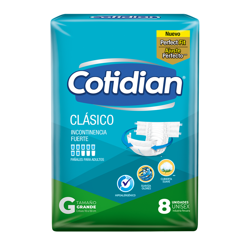 Pañales para Adulto Cotidian Ultraprotect Talla G 8 Unid