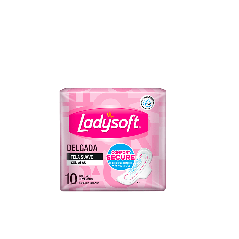 Toalla Higiénica Lady Soft Delgada con alas x 10 unds