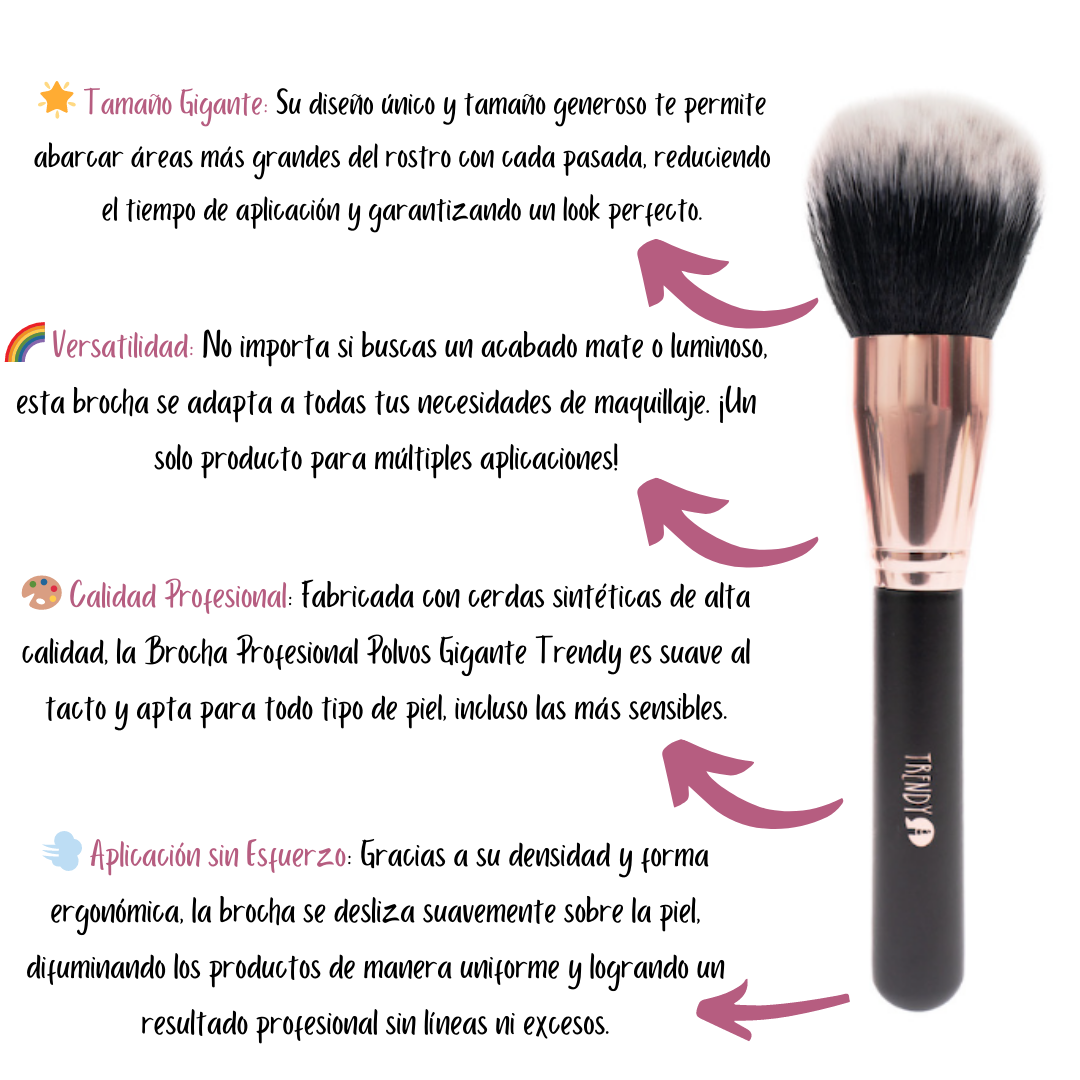 Brocha Ancha Profesional para polvos Trendy - Imagen 2