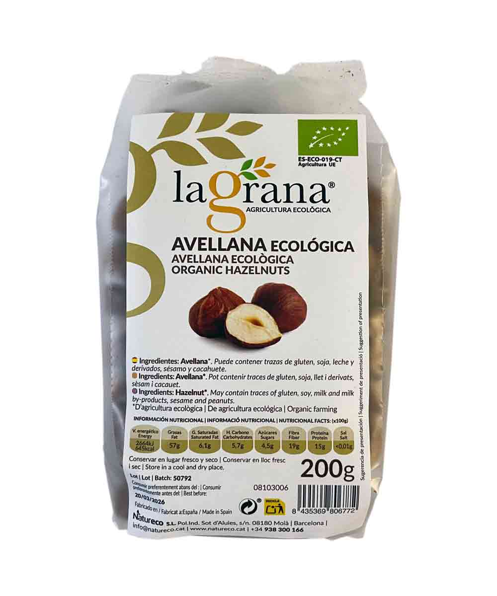 Avellana Cruda con Piel BIO 200g La Grana