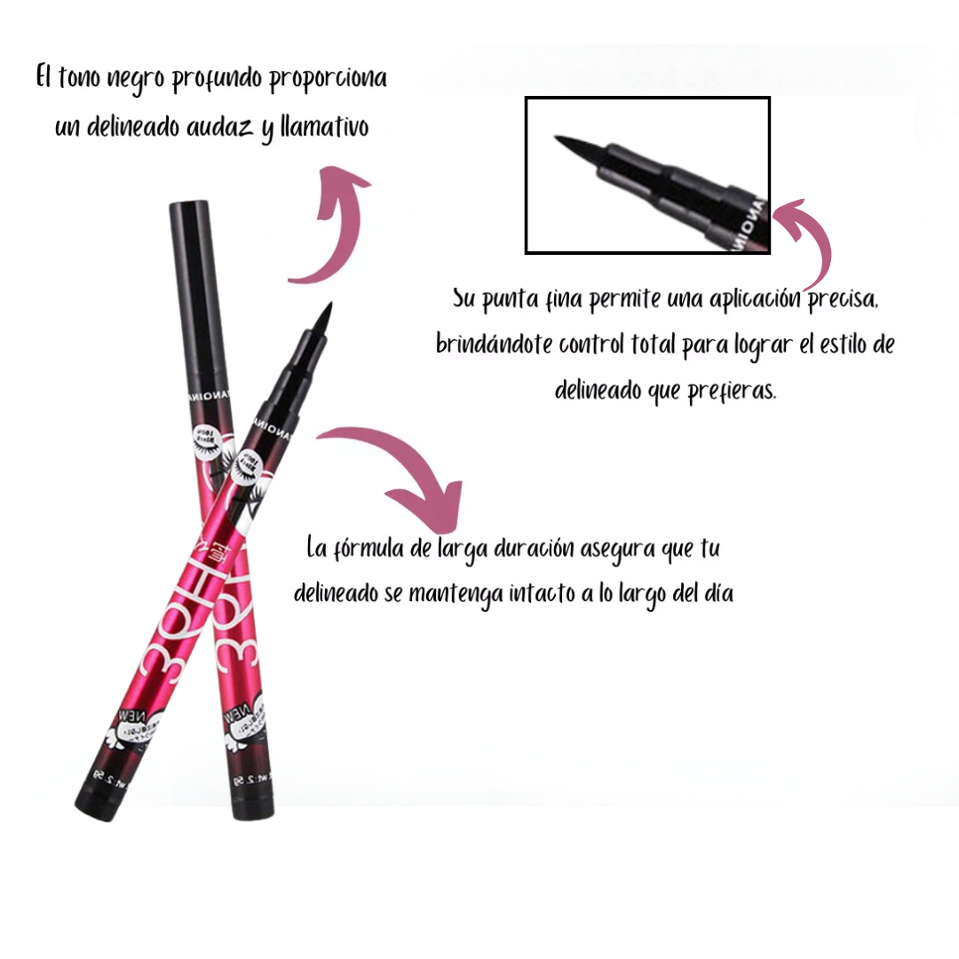 Delineador Plumon negro 36 hrs Larga duración - Imagen 2