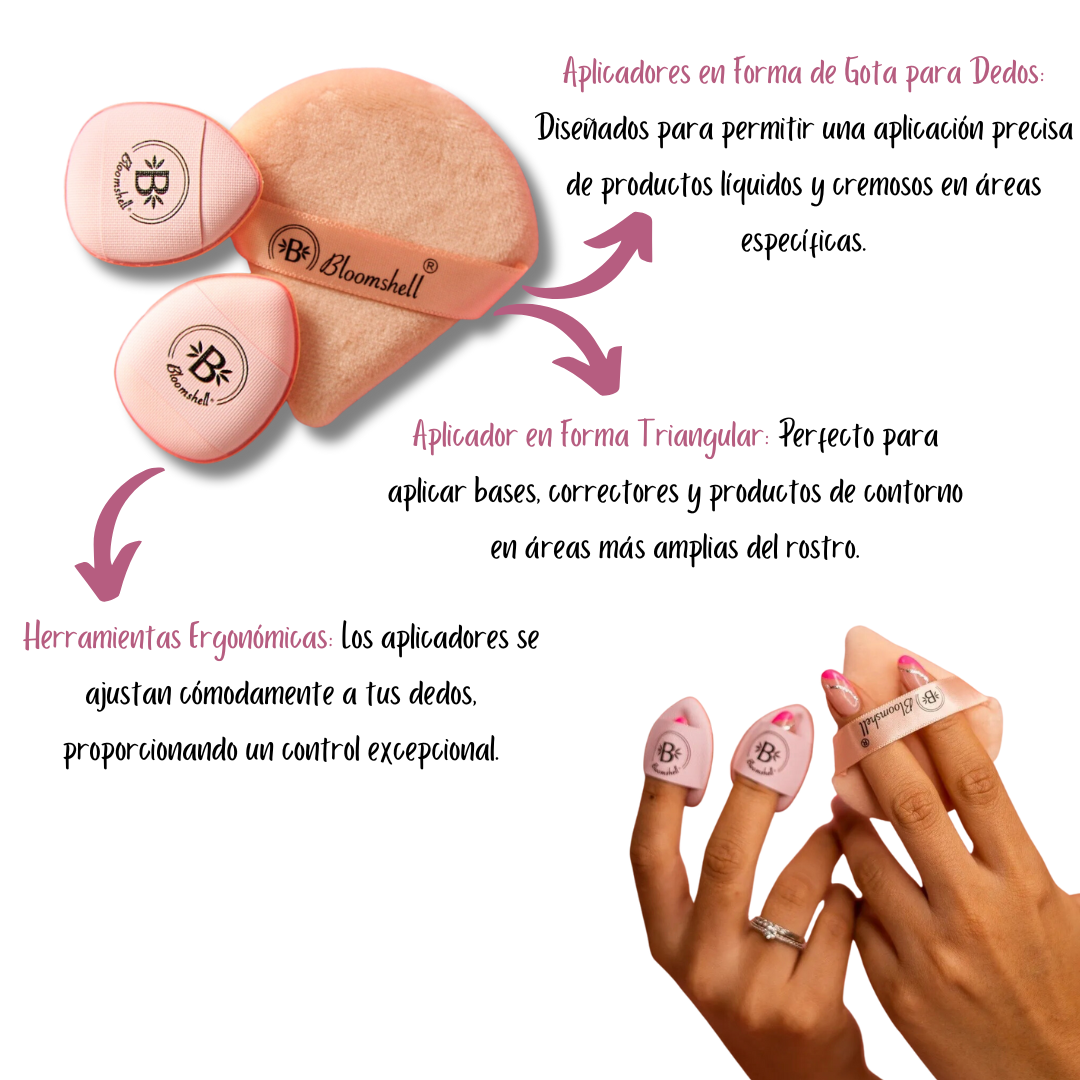 Kit pomo triangular borla puff x3 bloomshell - Imagen 2